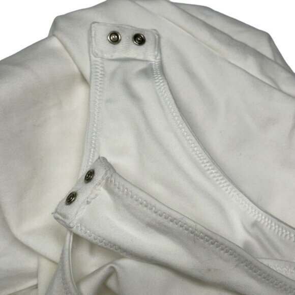 Revolve NBD S Blaine Bodysuit Bridal Bachelorette White Organza Sleeve Sheer - Picture 3 of 7